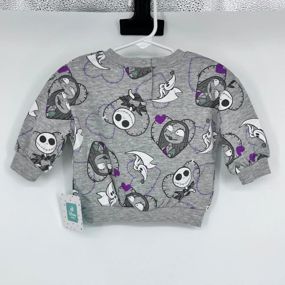 Disney Nightmare Before Christmas Set Girls 3-6M Gray Jack Sally Fleece‎ Flare